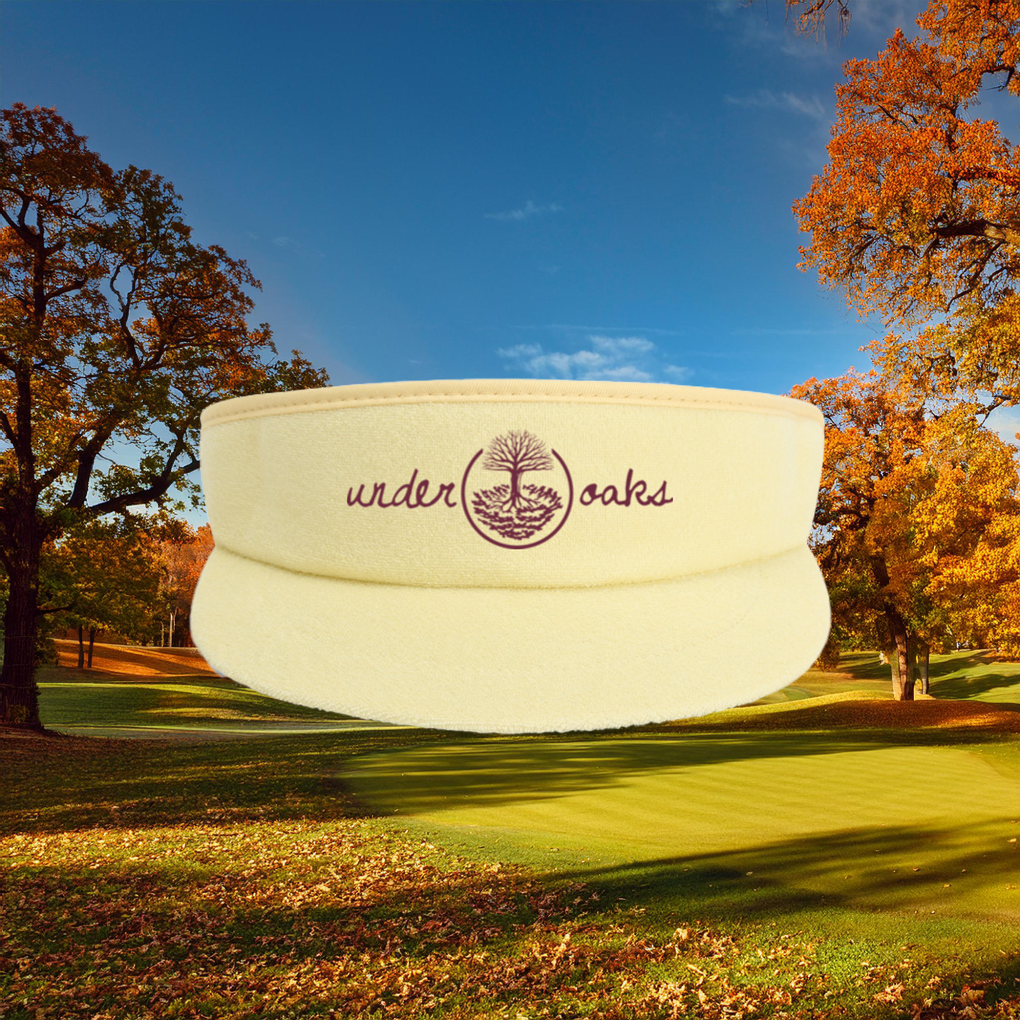 Under Oaks Script Logo Terry High Crown Visor