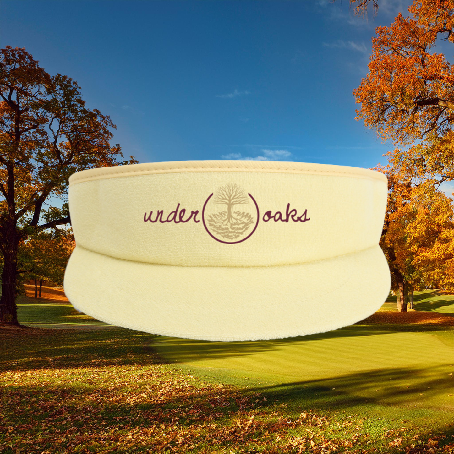 Under Oaks Script Logo Terry High Crown Visor