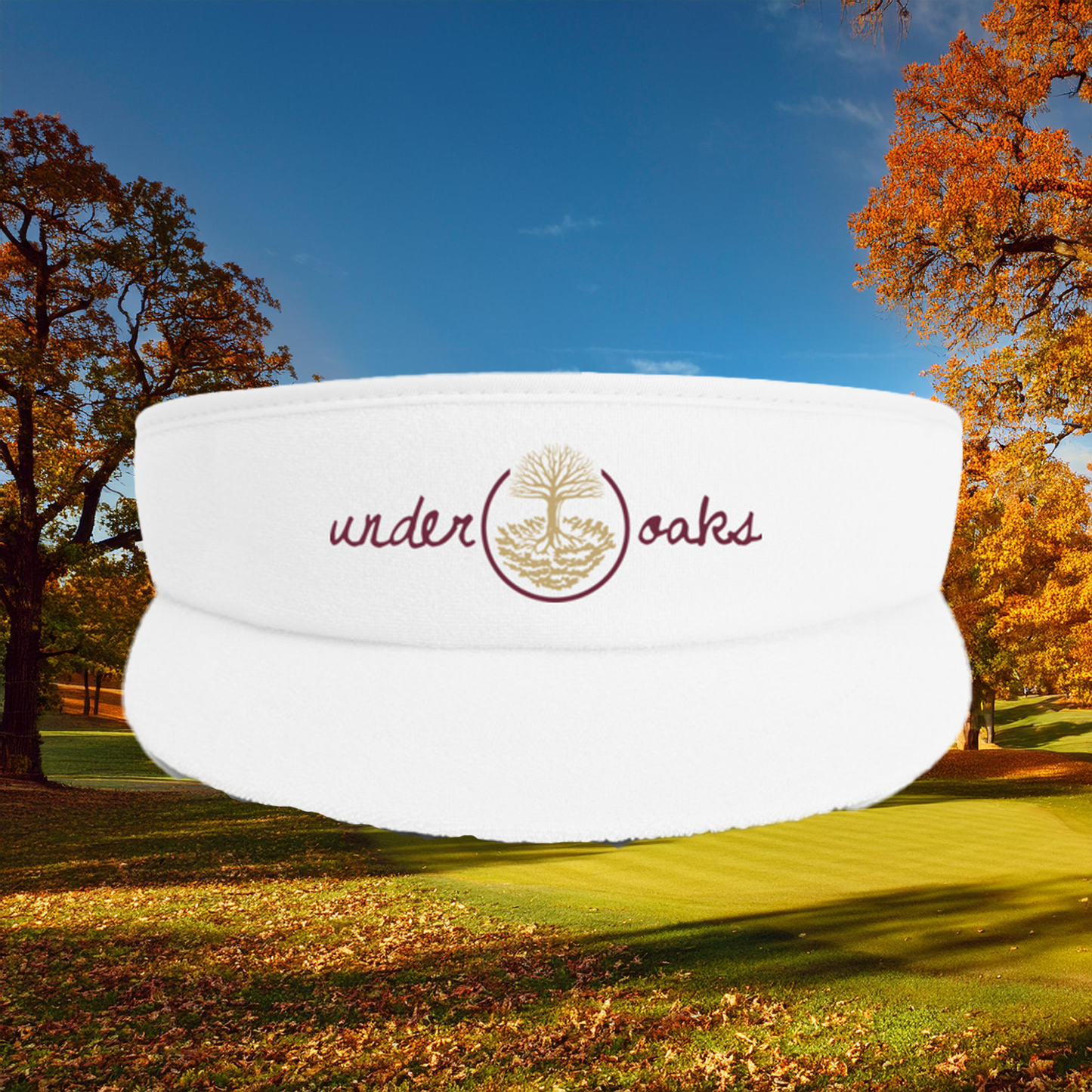 Under Oaks Script Logo Terry High Crown Visor