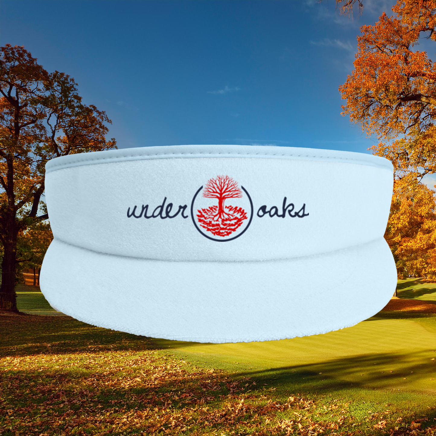 Under Oaks Script Logo Terry High Crown Visor